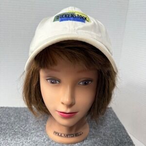 Vintage Birkenstock Logo Baseball Cap Cream Cotton Adjustable Strapback Hat Y2K